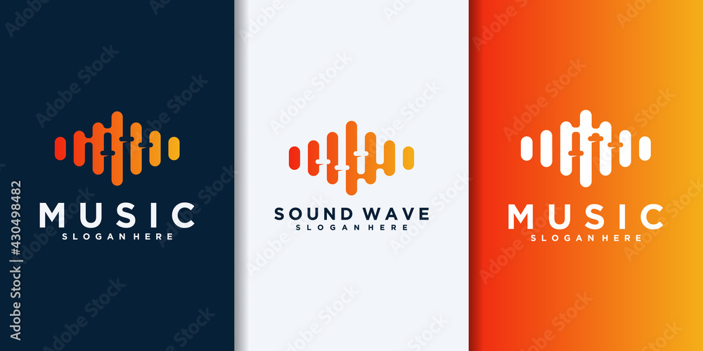 Fototapeta premium Music equalizer logo. Electronic audio icon. Music wave sign. Vector illustration logo. Music application icon.