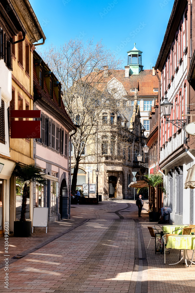 Narrow street in the old town of Neustadt an der Weinstrasse in the Pfalz, Germany