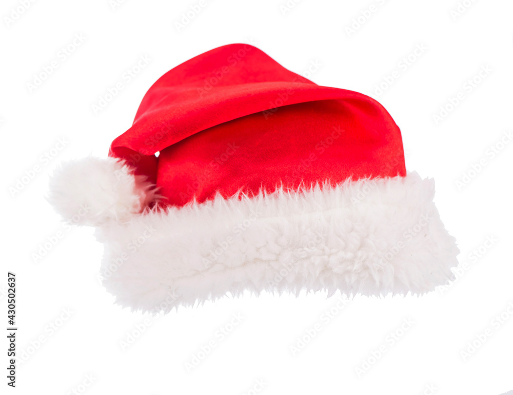 Single Santa Claus red hat isolated on white Single Santa Claus red hat isolated on white