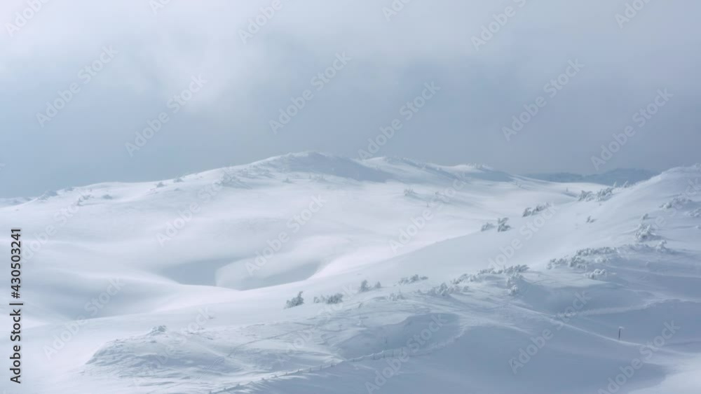 Drone Flyover Scenic Snow Mountains Of Jahorina In Bosnia And Herzegovina. - Aerial Shot Drone Flyover Scenic Snow Mountains Of Jahorina In Bosnia And Herzegovina. - Aerial Shot