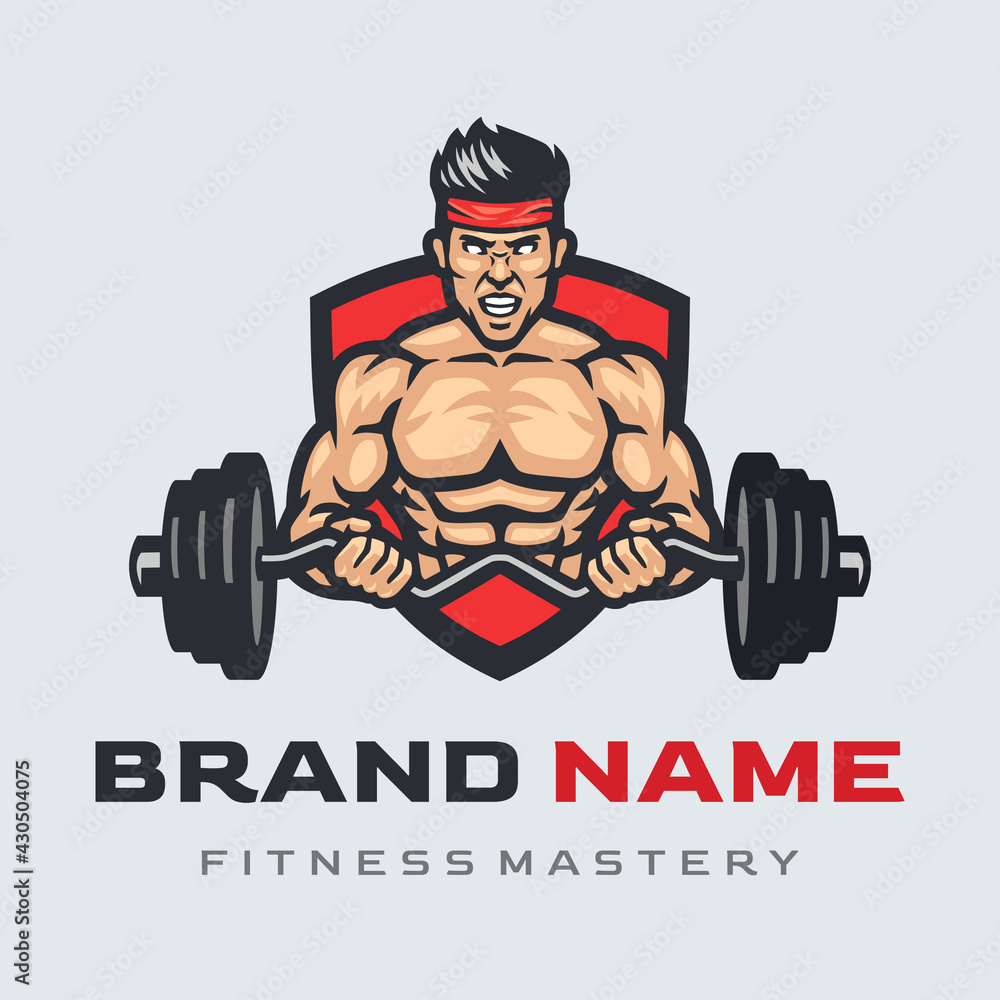 Bodybuilder and gym mascot logo template.