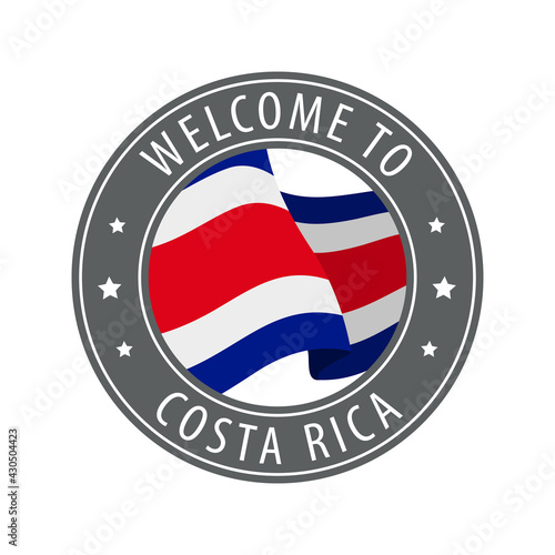 Free Download Welcome to Costa Rica. Gray stamp with a waving country flag. - GFXLoad