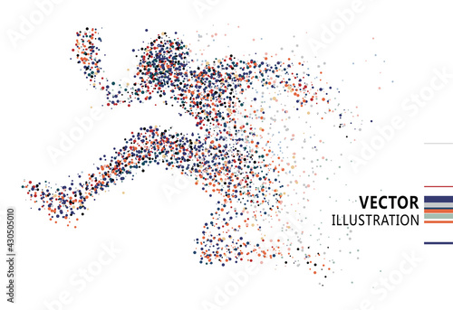 Crossed people consisting of colored dots, vector illustration.