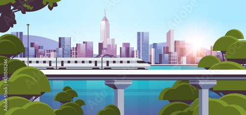 modern town with skyscrapers and monorail train on bridge smart city solutions urban infrastructure innovation