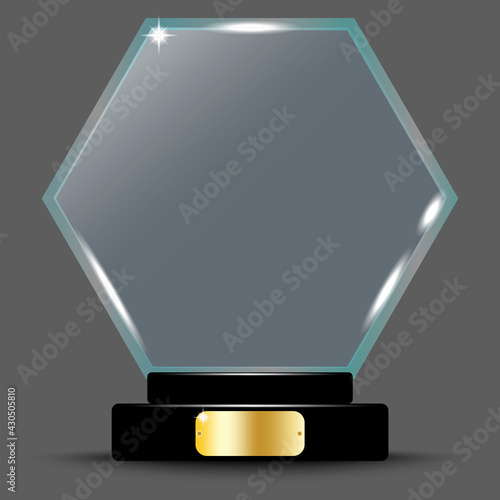Championship trophy. Sport award. crystal on stand on transparent. Winner award. Vector illustration. Stock image. EPS 10.