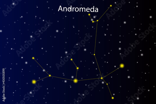 Constellation andromeda in abstract style on black background. Vector illustration. Stock image. EPS 10.
