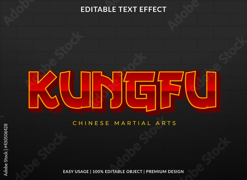 Photo kungfu text effect template design use for business logo and brand