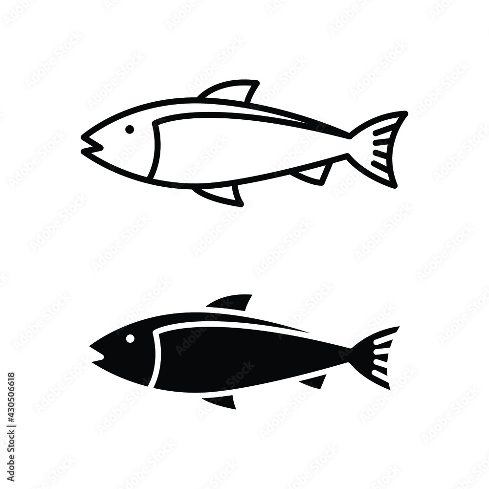 Fish line and glyph icon. Simple outline and solid style. Art, life, sea, pisces concept for template design. Vector illustration isolated on white background. EPS 10. Fish line and glyph icon. Simple outline and solid style. Art, life, sea, pisces concept for template design. Vector illustration isolated on white background. EPS 10.