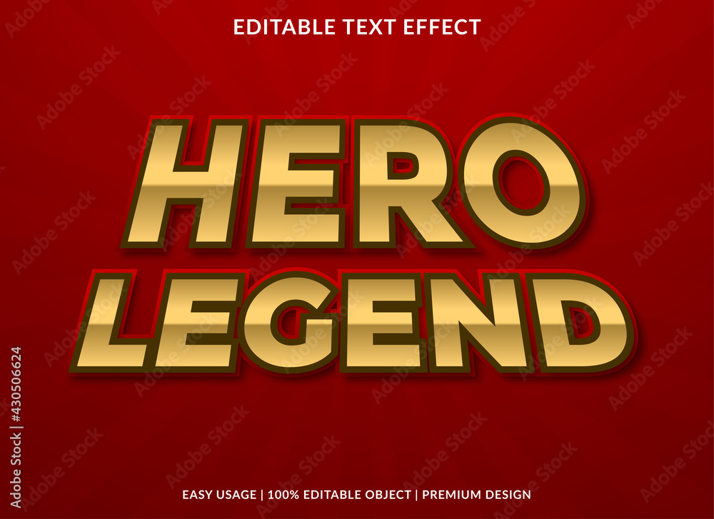 hero legend text effect template design use for business logo and brand