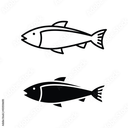 Fish line and glyph icon. Simple outline and solid style. Art, life, sea, pisces concept for template design. Vector illustration isolated on white background. EPS 10. © Fourdoty