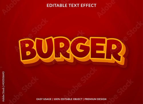 burger text effect template design use for business logo and brand