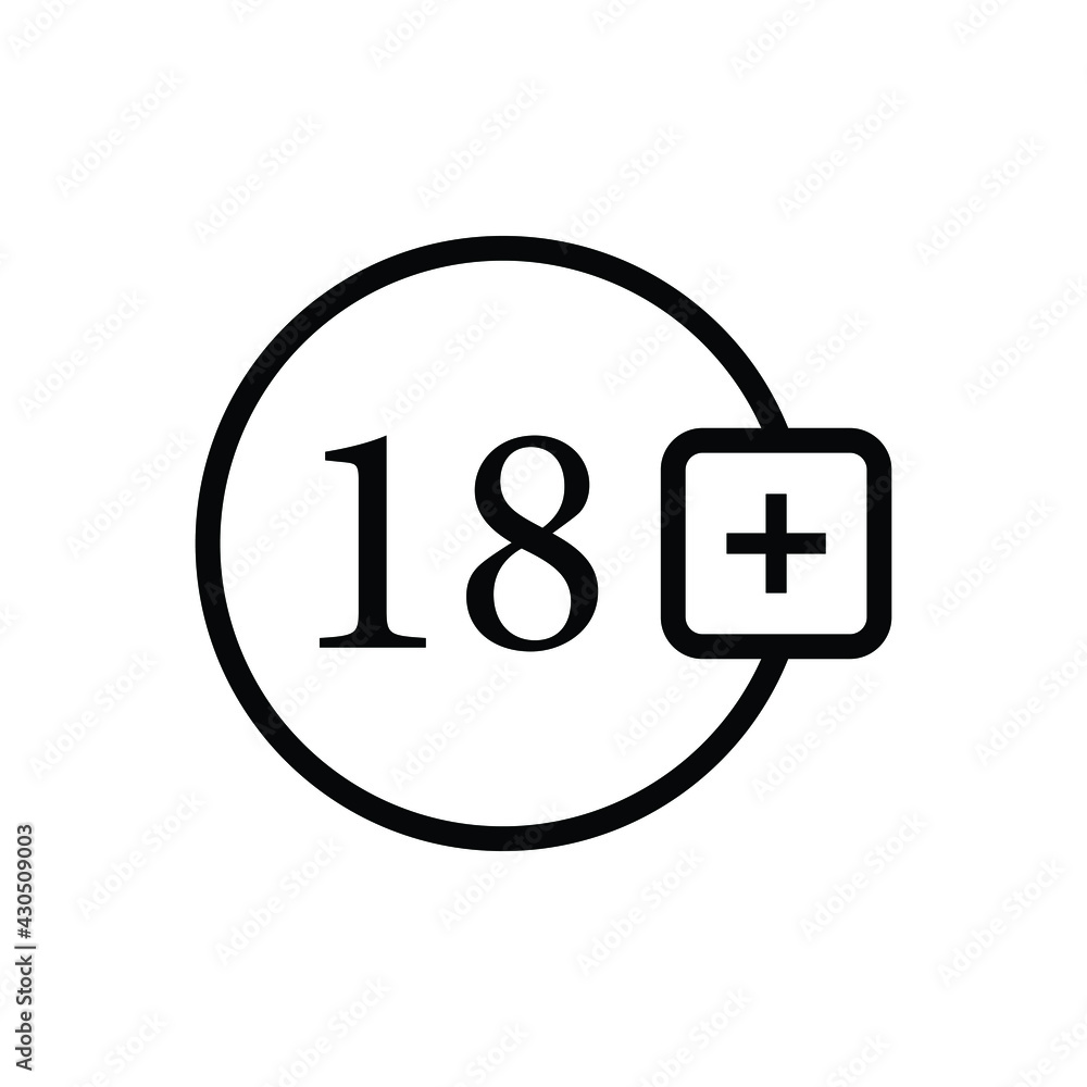 No 18 years old ,Under eighteen symbol vector sign isolated on white background. No 18 years old ,Under eighteen symbol vector sign isolated on white background.