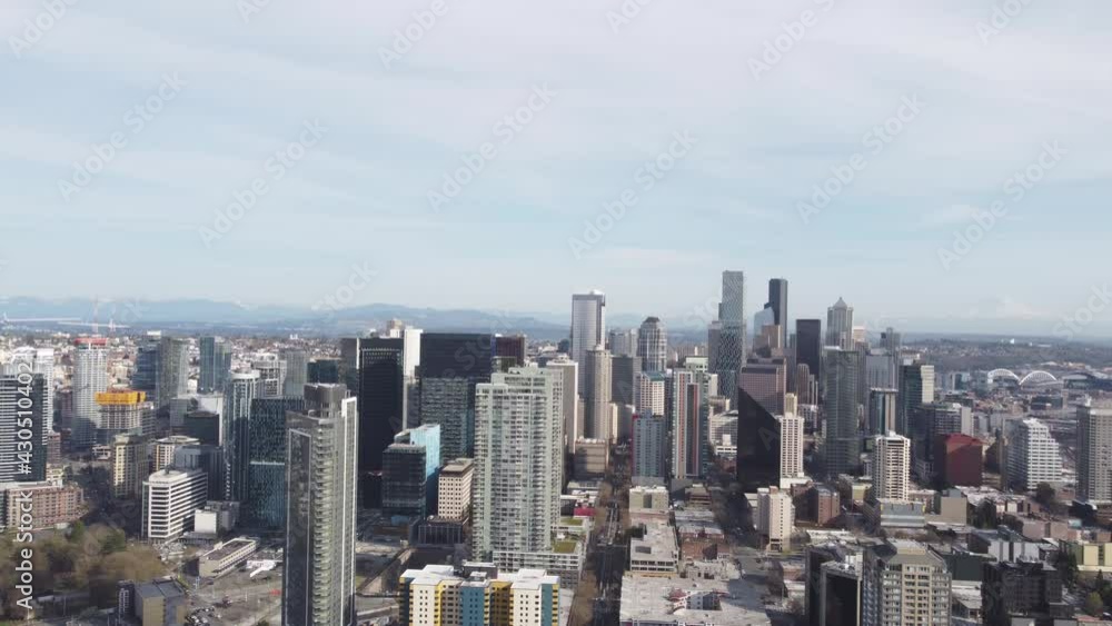 Aerial view of Seattle City during a sunny day Aerial view of Seattle City during a sunny day
