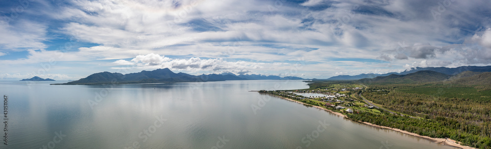 Panoramic view of Cardwell located in Far North Queensland Australia opposite Hinchinbrook Island.