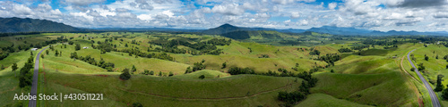 Aerial panoramic view of the Atherton Tablelands in Queensland from the Palmerstone Highway, East Palmerstone © Michael Evans