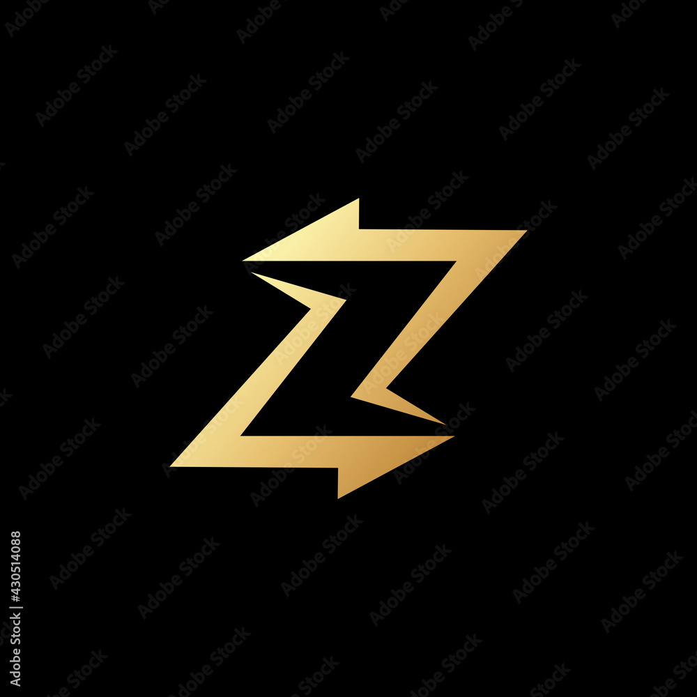 Arrow letter Z flat logo template ready for use