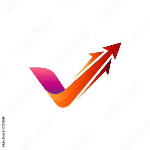 Check mark with up arrow logo template ready for use
