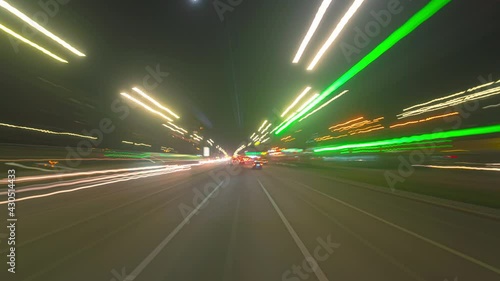 Hyperlapse fast motion at the night highway