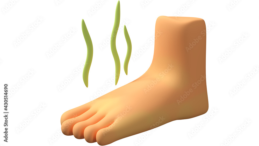 3D Cartoon Smelly Foot Illustration. The foot plural feet is an