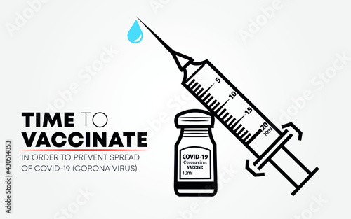 Covid-19 coronavirus vaccine. Syringe and vaccine vial Editable Stroke flat icons. Treatment for coronavirus covid-19. Time to vaccinated. Isolated vector illustration