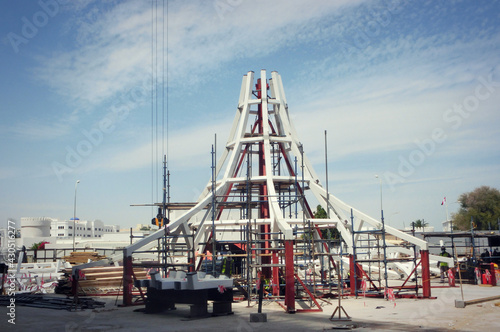 scaffolding Platform for construction works. a new civil construction site Building in Oman.