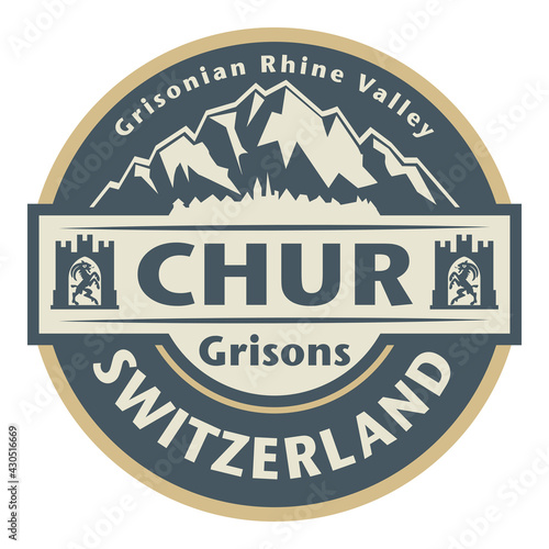Abstract stamp or emblem with the name of Chur, Switzerland