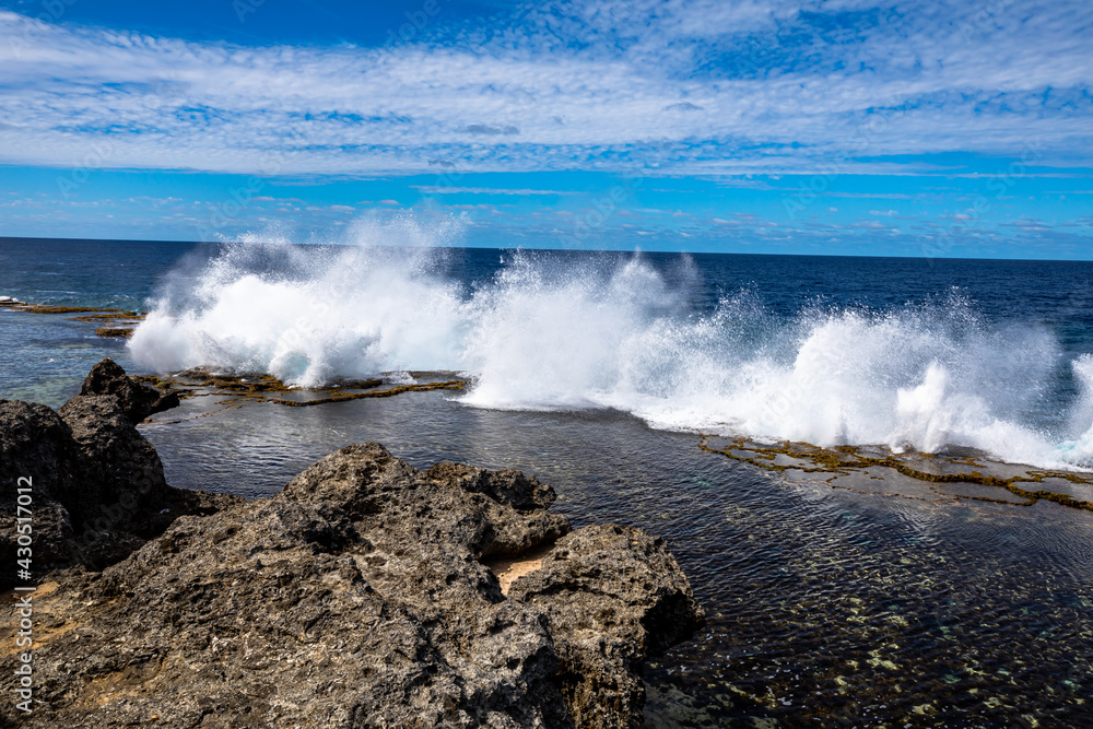 The  blow holes which are certainly displaying their power in this picture are popular  tourist attraction on the main island of Tonga.