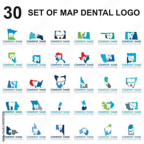 set of map dental vector , set of dental point logo