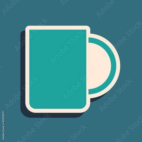 Green Coffee cup icon isolated on green background. Tea cup. Hot drink coffee. Long shadow style. Vector Illustration