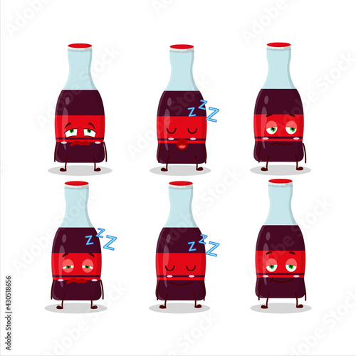 Cartoon character of soda bottle with sleepy expression
