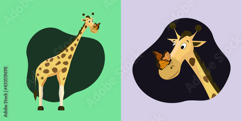 giraffe cute butterfly print zoo