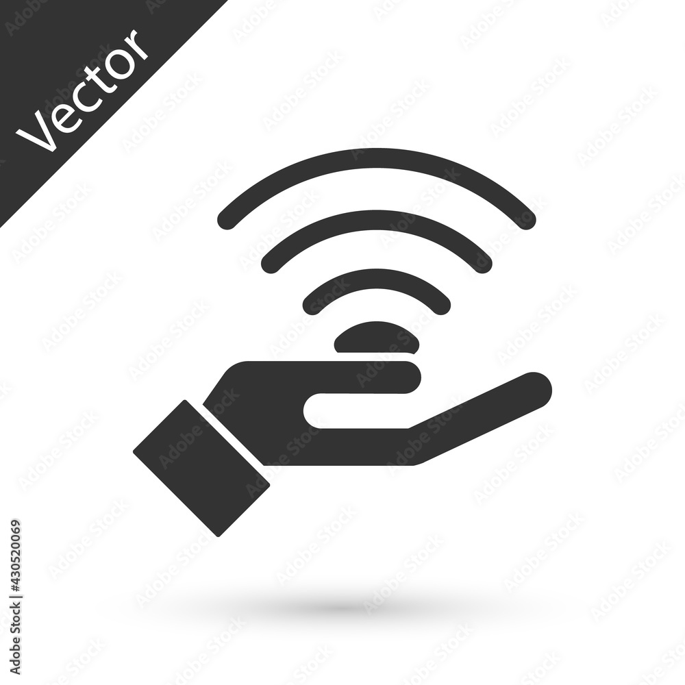 Grey 5G new wireless internet wifi connection icon isolated on white background. Global network high speed connection data rate technology. Vector Grey 5G new wireless internet wifi connection icon isolated on white background. Global network high speed connection data rate technology. Vector