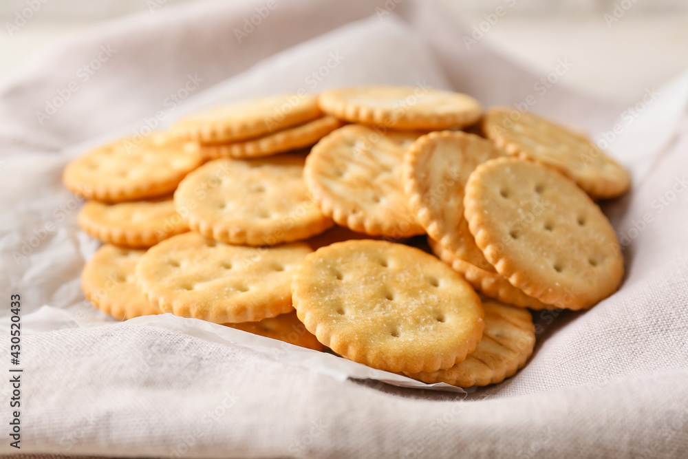 Tasty crackers on light background Tasty crackers on light background