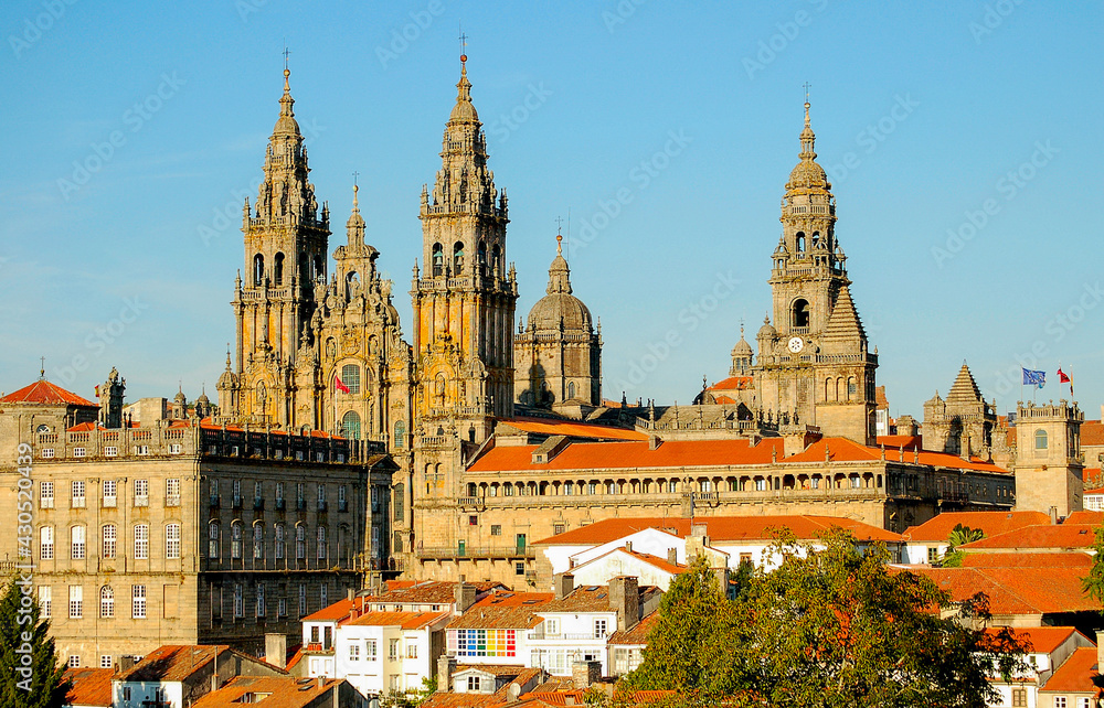 View of the Cathedral of Santiago de Compostela from the Alameda Park - Santiago de Compostela, Galicia, Spain
