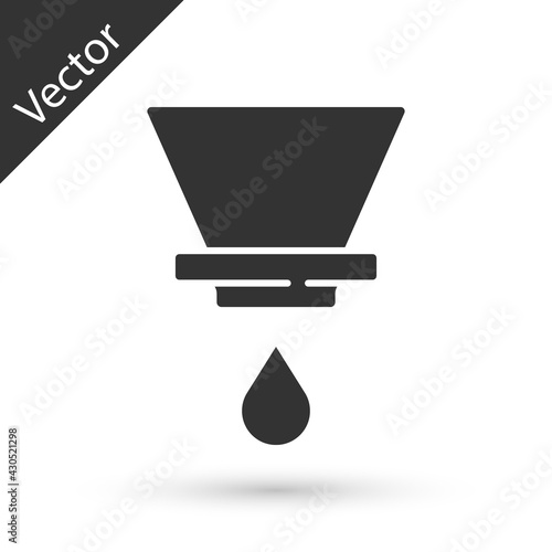 Grey V60 coffee maker icon isolated on white background. Vector
