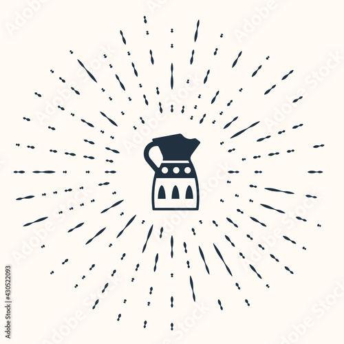 Grey Sangria pitcher icon isolated on beige background. Traditional spanish drink. Abstract circle random dots. Vector
