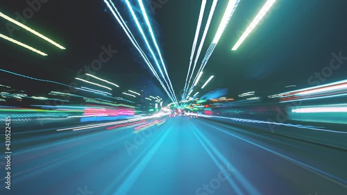 Hyperlapse fast motion at the night streets