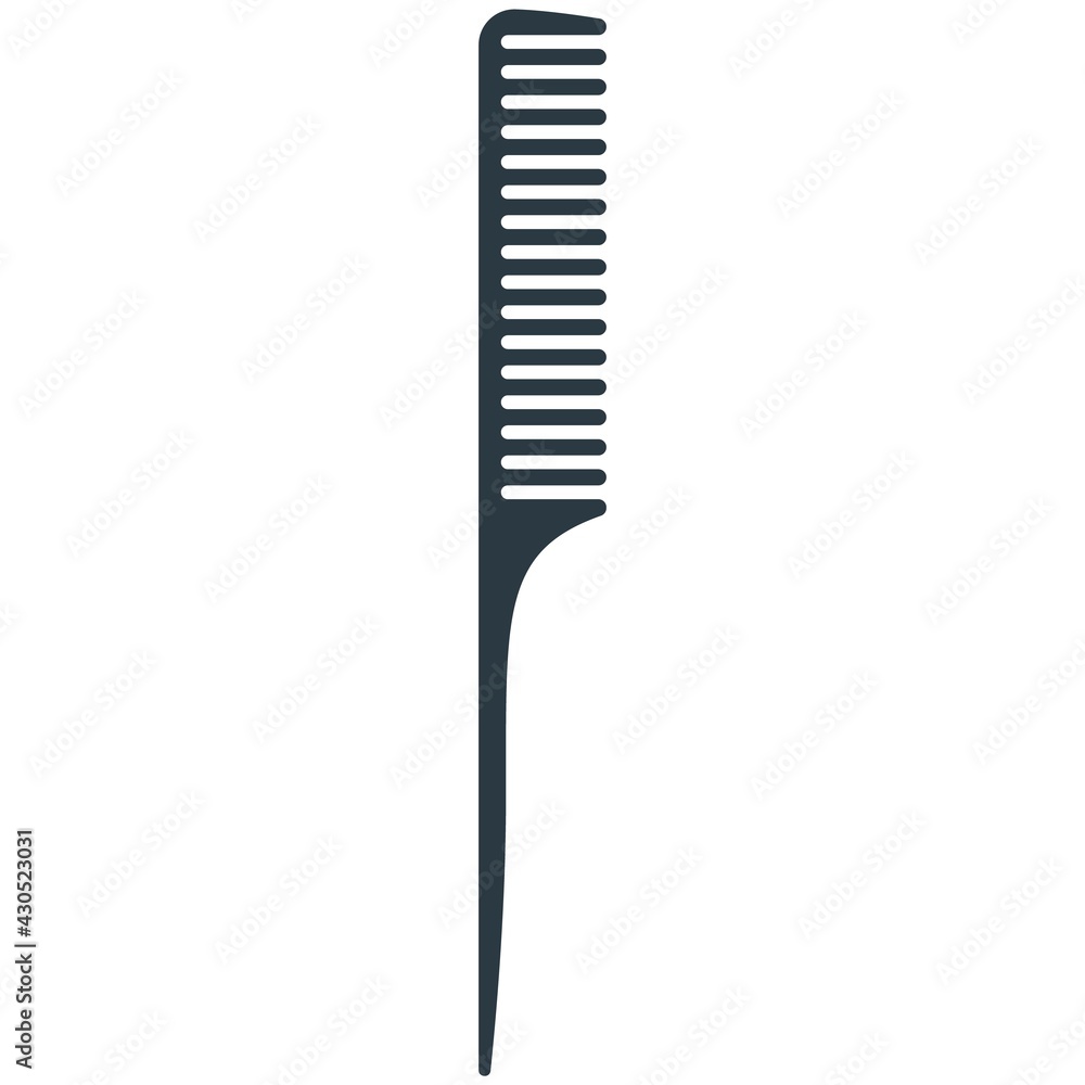 Hair comb with divider vector flat isolated on white Hair comb with divider vector flat isolated on white