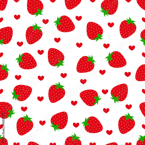 Seamless pattern with strawberries . Vector illustration. 