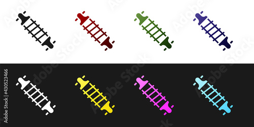 Set Bicycle suspension icon isolated on black and white background. Vector