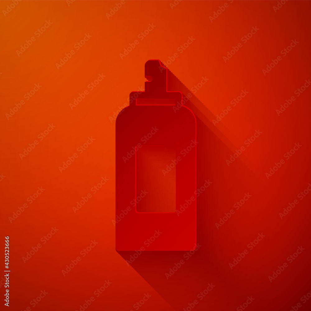 Paper cut Paint spray can icon isolated on red background. Paper art style. Vector Paper cut Paint spray can icon isolated on red background. Paper art style. Vector