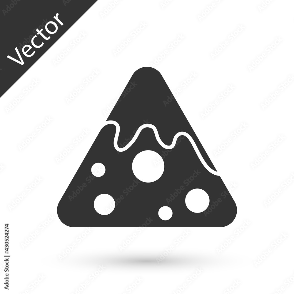 Grey Nachos icon isolated on white background. Tortilla chips or nachos tortillas. Traditional mexican fast food. Vector Grey Nachos icon isolated on white background. Tortilla chips or nachos tortillas. Traditional mexican fast food. Vector