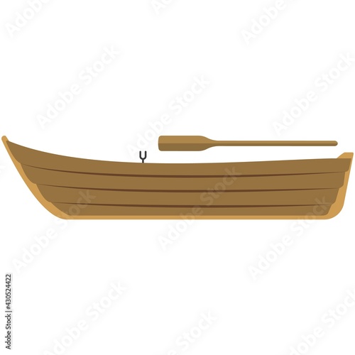 Wooden boat vector illustration isolated on white