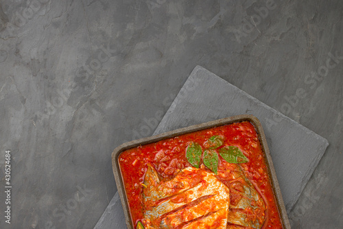  White pomfret masala curry photo