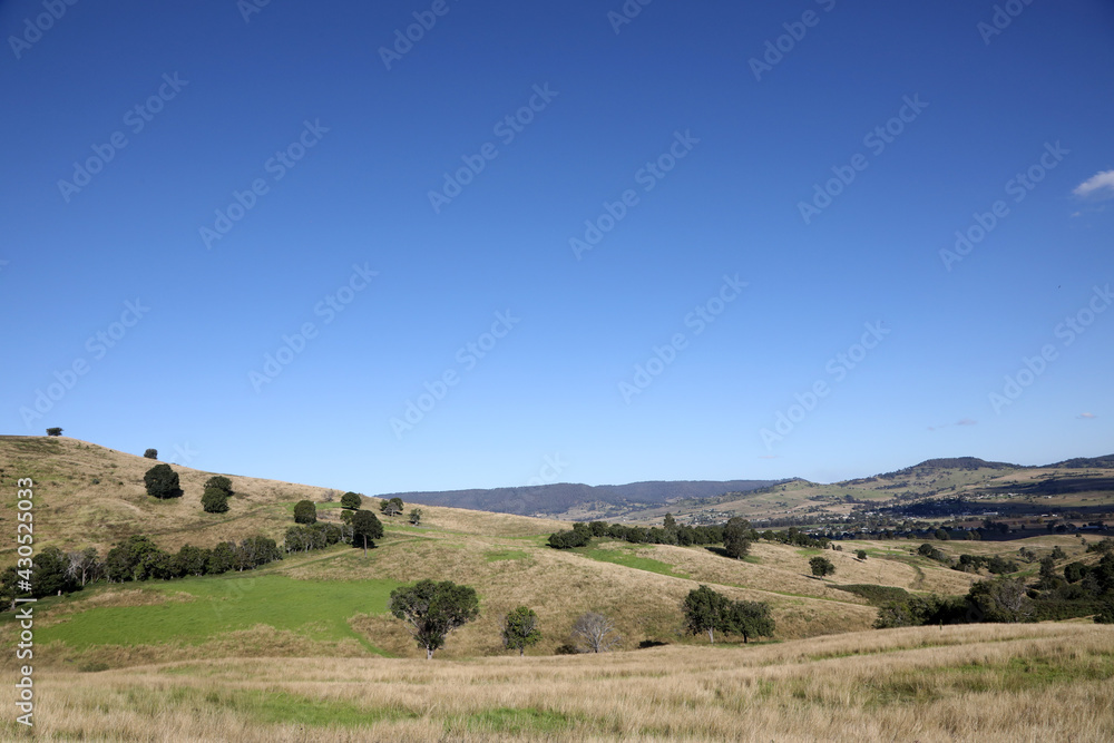 Views of the country town of Killarney in Queensland Australia. With rolling hills and green paddocks Views of the country town of Killarney in Queensland Australia. With rolling hills and green paddocks