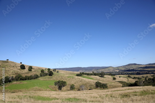 Views of the country town of Killarney in Queensland Australia. With rolling hills and green paddocks