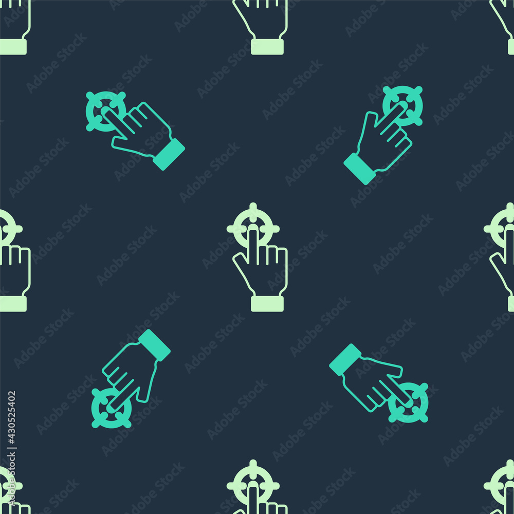 Green and beige Target financial goal concept icon isolated seamless pattern on blue background. Symbolic goals achievement, success. Vector Green and beige Target financial goal concept icon isolated seamless pattern on blue background. Symbolic goals achievement, success. Vector
