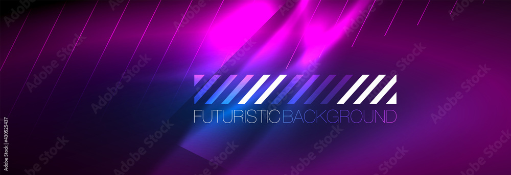 Neon glowing lines, magic energy and light motion background. Vector wallpaper template Neon glowing lines, magic energy and light motion background. Vector wallpaper template