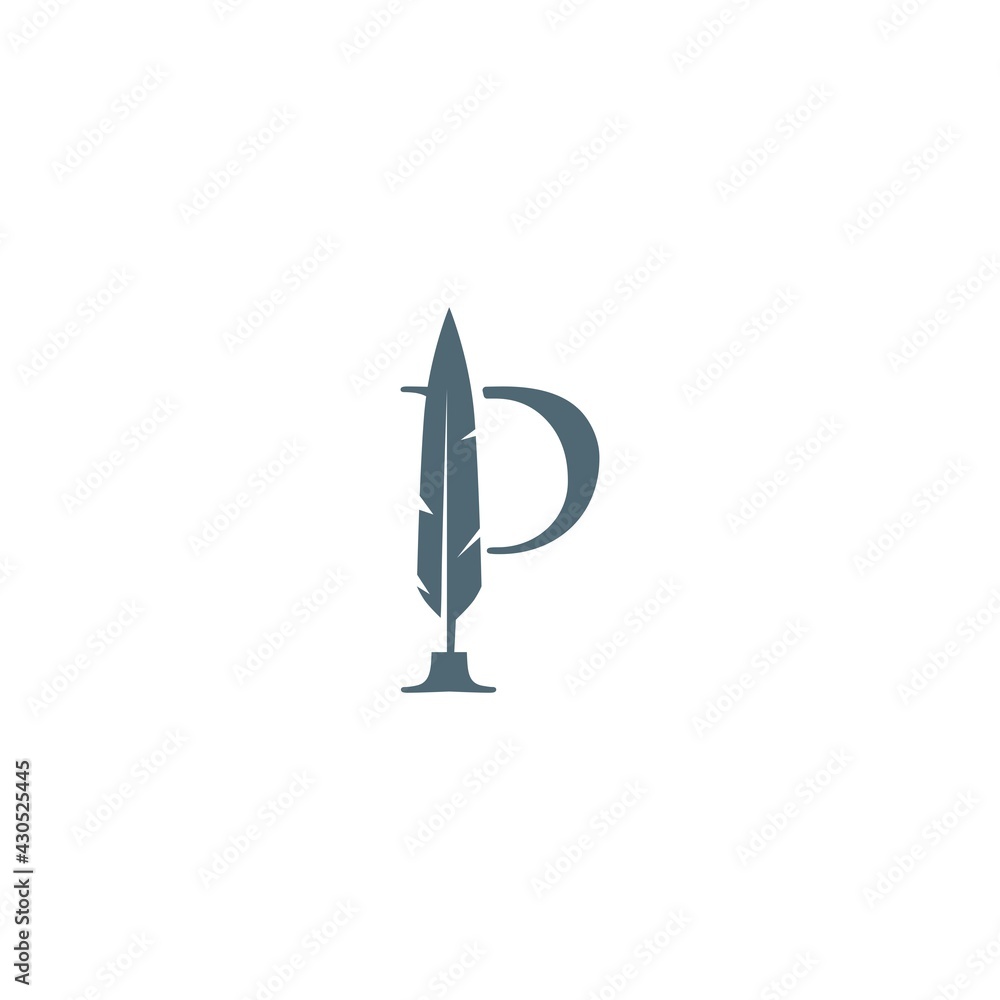p letter mark feather pen signature quill logo vector icon illustration p letter mark feather pen signature quill logo vector icon illustration