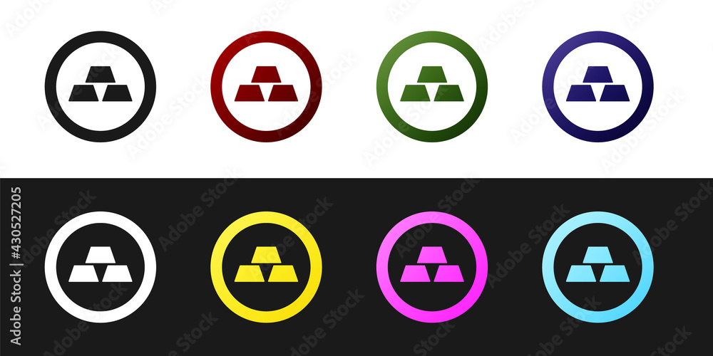 Set Gold bars icon isolated on black and white background. Banking business concept. Vector Set Gold bars icon isolated on black and white background. Banking business concept. Vector